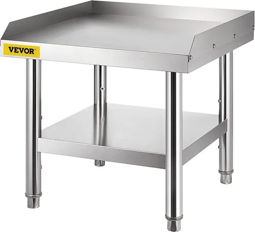 Miniatura 10 de VEVOR Soporte de parrilla de equipo de acero inoxidable, 24 x 28 x 24 pulgadas, mesas de acero inoxidable con estante inferior de almacenamiento