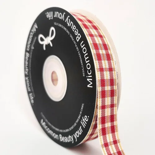 Miniatura 10 de Cinta a cuadros de guinga – 25 yardas, rojo y azul (3/8 pulgadas) para decoración de Navidad y embalaje de regalo
