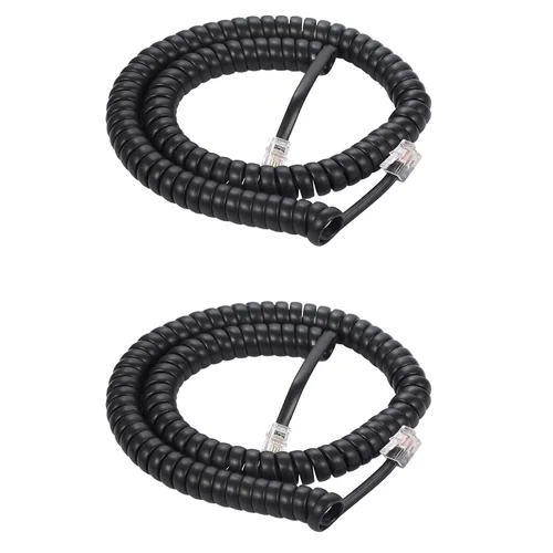 Vthahaby Paquete de 2 cables de teléfono para línea fija, longitud máxima estirada de 8 pies (sin enrollar)/1.4 pies (enrollado), cable RJ9 4P4C