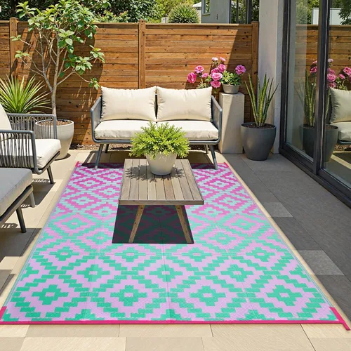 Miniatura 17 de Anidaroel Alfombras de exterior de 6 x 9 pies para patios, impermeables, reversibles, de plástico tropical, alfombra de campamento, alfombra grande