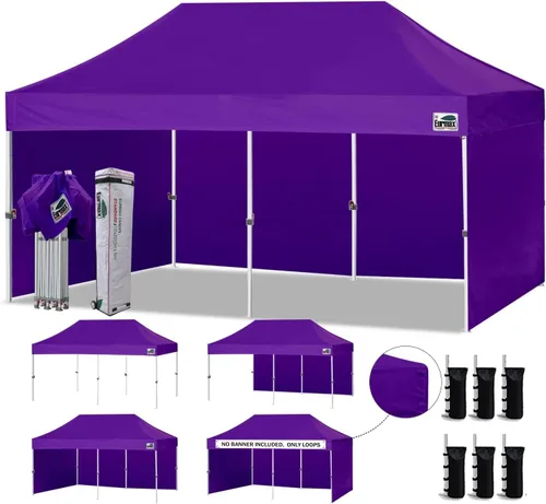 Miniatura 68 de Eurmax Tienda de campaña desplegable de 8 x 8 de Estados Unidos, con bolsa rodante patentada sin puntas, 4 paredes extraíbles con cremallera, toldo