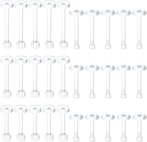 SmallCat Retenedor de piercing transparente para mujeres y hombres, retenedor de anillos de labios de plástico transparente, retenedores de nariz
