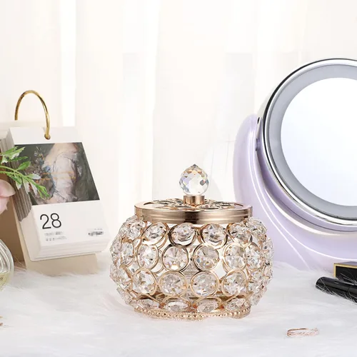 Miniatura 9 de Hipiwe Joyero de cristal con tapa de cristal pequeño organizador de baratijas con espejo caja del tesoro soporte para anillos aretes caja