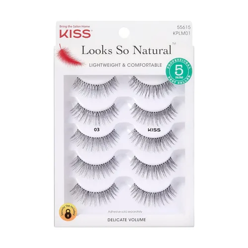 Miniatura 10 de KISS So Wispy - Pestañas postizas, paquete de varias unidades, n.º 01, fáciles de aplicar, ligeras, 100% libres de crueldad, pelo humano natural