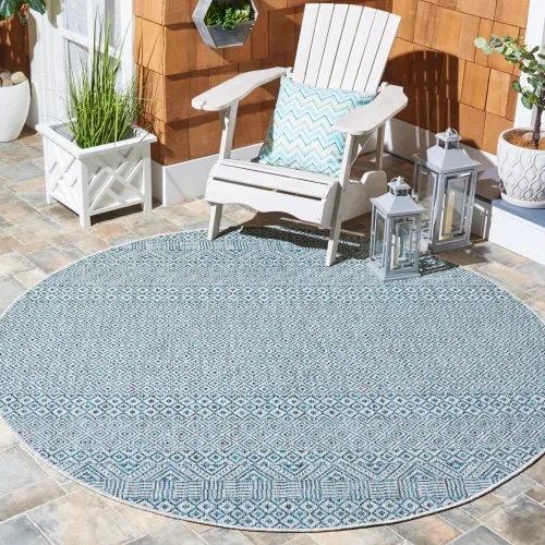 Miniatura 56 de SAFAVIEH Alfombra lavable al aire libre, colección Courtyard - 2'3" x 5', gris y negro, no desprende pelusa y fácil limpieza, ideal para patio