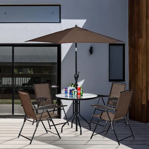 Miniatura 2 de Giantex Juego de 4 sillas de comedor para patio, sillas plegables para exteriores, sillas ajustables con apoyabrazos, sillas de patio portátiles