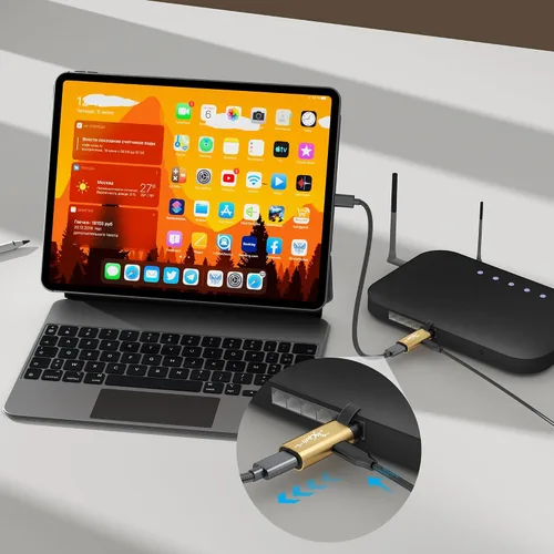Miniatura 3 de Adaptador USB C a Ethernet, nueva idea RJ45 macho a USB C hembra adaptador de red LAN, chip inteligente incorporado, simplemente inserta cables