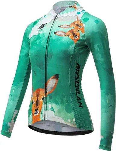 Miniatura 13 de Mysenlan - Conjunto de camiseta de manga larga transpirable para mujer, pantalones largos acolchados 3D, camisa de bicicleta, ropa de ciclismo