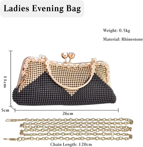 Miniatura 3 de Bolso de mano de noche para mujer, bolso de cristal con diamantes de imitación