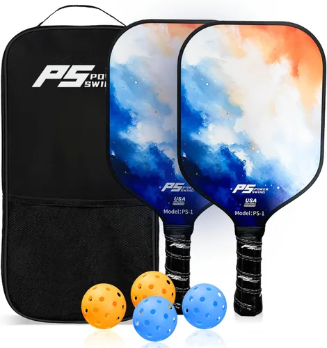Pickleball Paddles Set of 2 - USAPA Approved Fiberglass Pickleball Paddles Set with 2 with SRT Pro Polymer Honeycomb Core, 4 High-Performance
