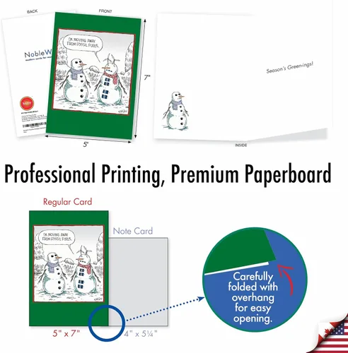 Miniatura 4 de NobleWorks - 12 tarjetas de Feliz Navidad de dibujos animados - Divertidos saludos de humor navideño, juego de tarjetas de notas en caja con sobres