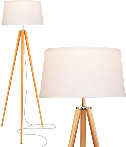 Lámpara de pie Emma de trípode de Brightech. Diseño clásico para salas de estar contemporáneas o tradicionales. Iluminación ambiental suave., Madera