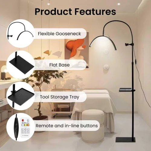 Miniatura 5 de Luz de pestañas para tecnología de pestañas, lámpara de pie LED de media luna para esteticista, tatuadores, tecnología de uñas, cuidado de la piel