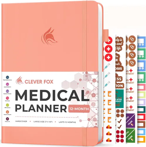 Miniatura 14 de Clever Fox Agenda médica grande de 12 meses – Cuaderno médico, diario de salud, diario de bienestar para rastrear la salud – 12 meses, 7 x 10.5