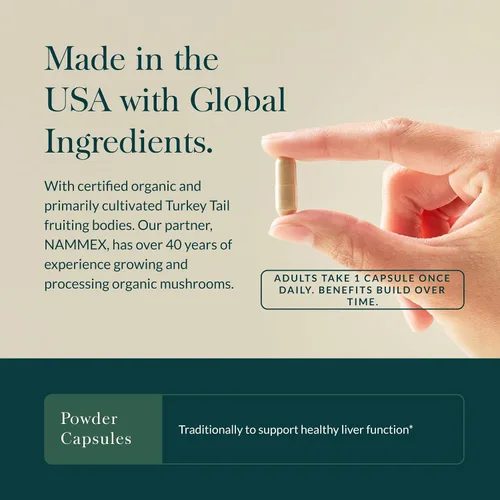 Miniatura 4 de Gaia Herbs Hongo de cola de pavo – Suplemento tradicional de apoyo inmunológico y salud hepática* – con extracto corporal fructífero orgánico