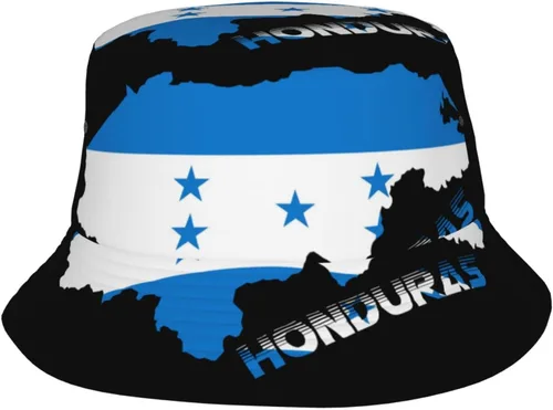 Sombrero de pescador con bandera de mapa de Honduras para mujeres y hombres, gorra de pescador plegable para exteriores, color negro