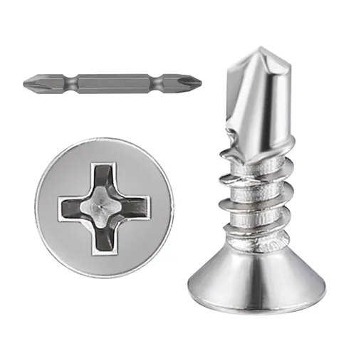 Miniatura 16 de Wensilon (300 piezas) #8×1” para chapa metálica Tornillos autorroscantes 410 de acero inoxidable negro de cabeza plana de alta resistencia Tornillos