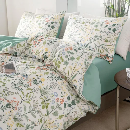 Miniatura 3 de Juego de ropa de cama individual 100% microfibra cepillada chic con flores, 3 piezas - Funda de edredón y 2 fundas de almohada con cierre