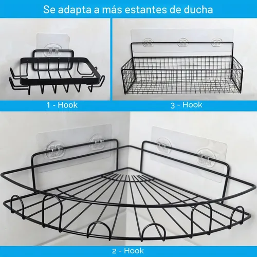 Miniatura 2 de Paquete de 15 organizadores adhesivos de ducha de reemplazo, estante adhesivo de ducha sin perforación, reemplazo de ganchos adhesivos de estante