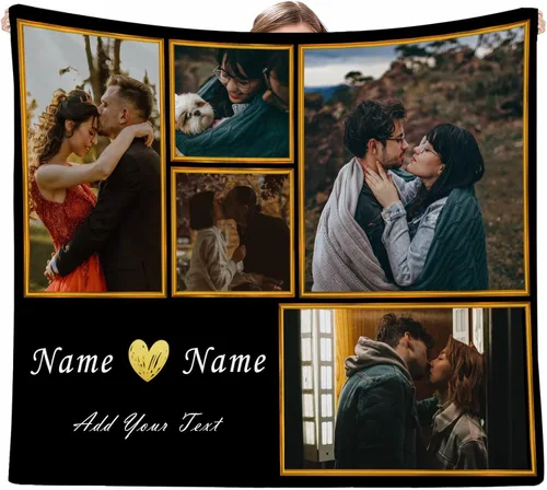 Miniatura 25 de Artsadd Mantas personalizadas con texto fotográfico, mantas de collage personalizadas con mis propias imágenes, fabricadas en Estados Unidos