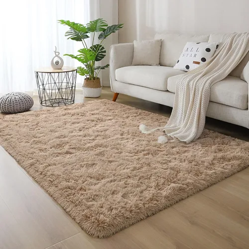 Miniatura 6 de DweIke - Tapete de pelo alto y esponjoso para sala, dormitorio, habitación de niños, guardería y cabecera, tapete extragrande, antideslizante y Gris