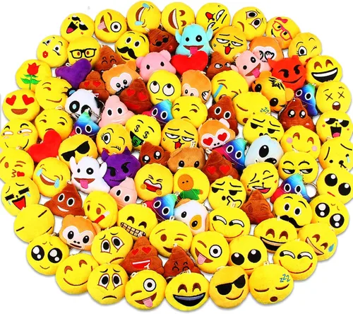 Dreampark Emoji - Llavero de felpa para niños, diseño de emoji, ideal para fiestas de Navidad o cumpleaños, 2 pulgadas