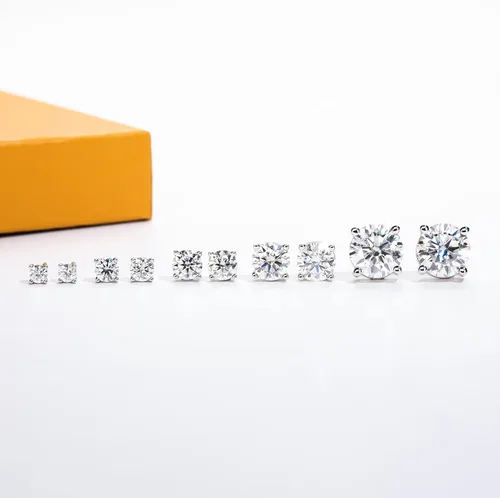 Miniatura 9 de Moissanite Stud Earrings 0.20.61246cttw D Color VVS1 Clarity Round Brilliant Cut Moissanite Diamond 925 Sterling Silver Post Earrings for Women Men