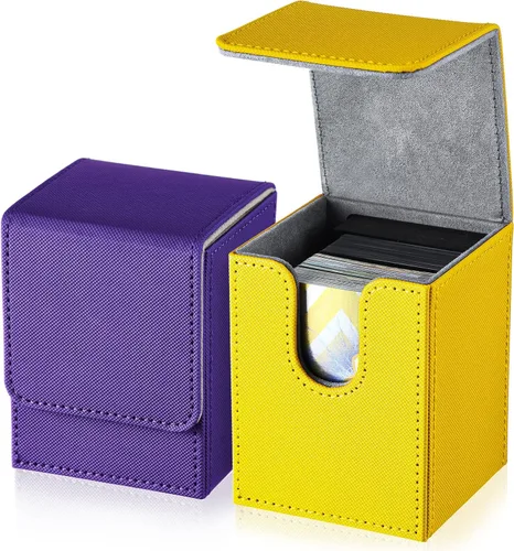 Miniatura 17 de Weewooday 2 cajas de cartas de cuero de gran tamaño para más de 100 cartas con funda para juego coleccionable, compatible con Mtg Tcg