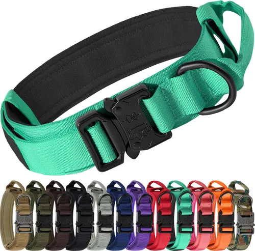 Miniatura 9 de Joytale Collar táctico para perro con asa, collar militar ajustable y resistente con 2 parches para entrenamiento, adecuado para perros medianos