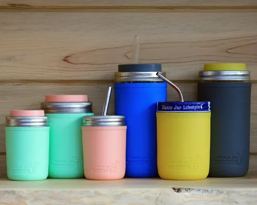 Miniatura 7 de Mason Jar Lifestyle - Fundas de silicona de 24 onzas para proteger frascos de bolas de Mason Jar Lifestyle (escarcha, paquete de 2)