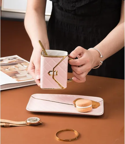Miniatura 5 de Juego de tazas de café en forma de bolsa, tazas de té y platillos, juego de tazas de taza, tazas de espresso para amigos, mamá, boda, fiesta, hogar