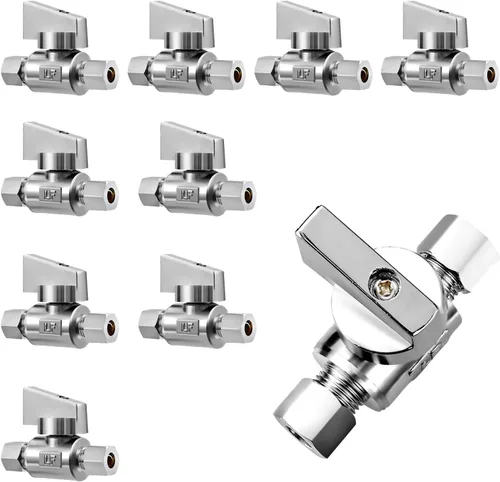 Miniatura 11 de Paquete de 2 válvulas de ángulo de compresión de 1/4 pulgadas de latón de alta calidad x 1/4 pulgadas de ángulo recto de agua de cuarto de vuelta