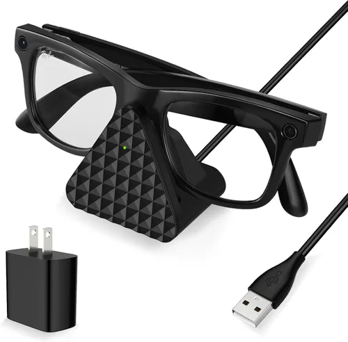 Soporte de carga inteligente para lentes y cable compatible con Ray-Ban Meta Wayfarer Headliner Skyler, base de carga portátil USB-C para lentes