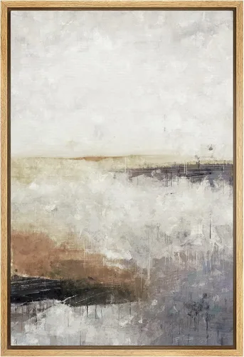 Miniatura 45 de SIGNFORD - Lienzo enmarcado para pared, arte de pintura grunge duotono blanco bronceado, trazos abstractos, formas ilustradas, arte moderno