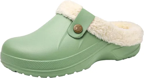 ChayChax - Pantuflas impermeables para mujeres y hombres, con forro de piel, zapatos de jardín de invierno, pantuflas cálidas para interiores y