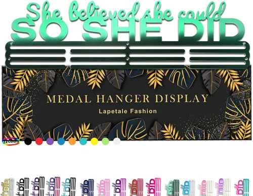 Miniatura 23 de Ella Creyó Que Podía ASI LO HIZO Soporte de Medallas de Carreras Colgador de Pared, Exhibición de Medallas de Maratón y Corredor, Exhibición