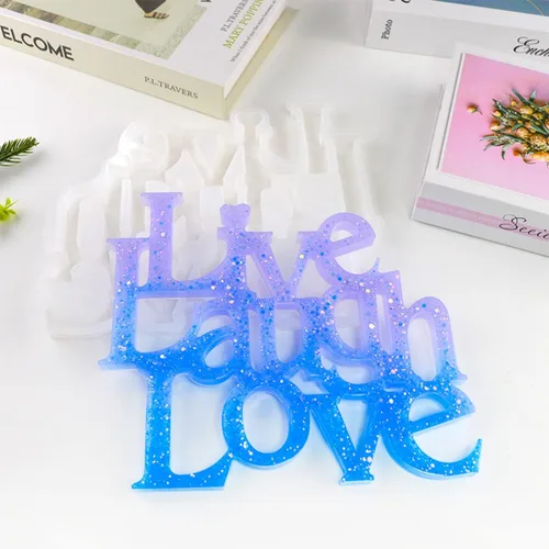 Miniatura 7 de Live Laugh Love - Molde de resina para letrero de palabras, moldes de silicona con eslogan de letras de cristal, molde de fundición epoxi
