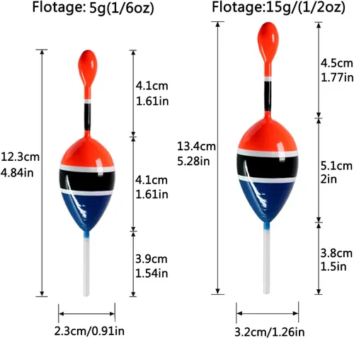 Miniatura 6 de THKFISH Flotadores de pesca Bobbers Slide Floats Balsa Fishing Bobber Slip Bobbers para Crappie Panfish Trucha Bass (1/2 oz 2 x 5.28 pulgadas)