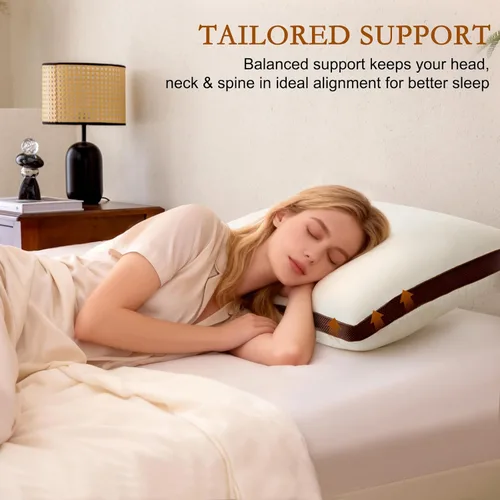 Miniatura 7 de YOUR MOON Almohada de lana natural tamaño Queen, relleno de lana australiana de lujo y microfibra, soporte medio suave transpirable para dormir