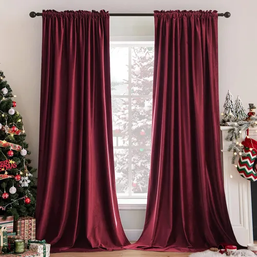 Miniatura 46 de MIULEE - Juego de 2 paneles de cortinas negro opacas y térmicas de terciopelo para la sala de estar y dormitorio, con bolsillo para cortinero, de 63