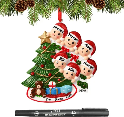 Miniatura 15 de Adornos de Navidad personalizados 2025, familia de 2, 3, 4, 5, 6, gnomo, adorno de Navidad personalizado con nombres, adornos familiares Gnomos