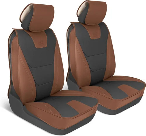 Miniatura 19 de Cat FlexHybrid - Fundas de asiento de automóvil, de piel sintética negra de alta calidad + fundas de asiento de malla para autos, camiones, SUV