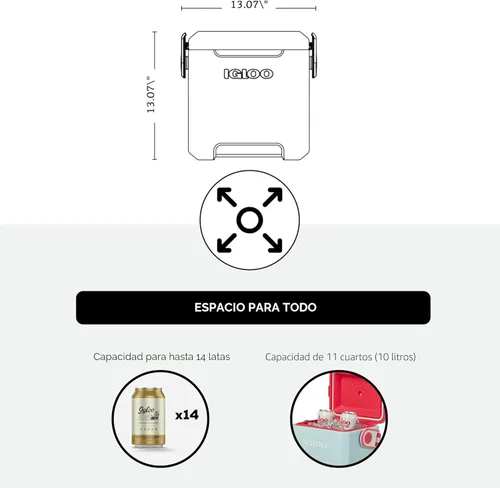 Miniatura 7 de Igloo Tag Along Too Coolers Enfriador de estilo picnic de carcasa dura aislada Cofre de hielo rodante Mist