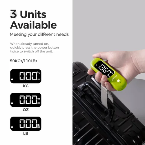Miniatura 4 de pack all Báscula de equipaje de 110 libras, báscula digital de equipaje de mano, báscula de peso para maleta de viaje con pantalla LCD, batería