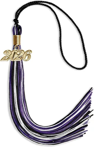 Miniatura 149 de Endea Graduation Borla mixta de triple color con gota de fecha dorada (negro/dorado/blanco, 2021)
