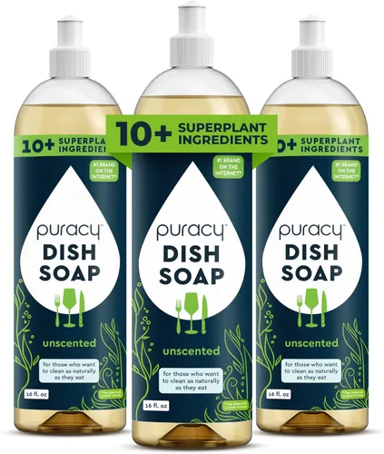 Miniatura 10 de Puracy Repuesto de jabón natural para platos, jabón detergente líquido para lavar platos a base de plantas suavizante de la piel, fórmula