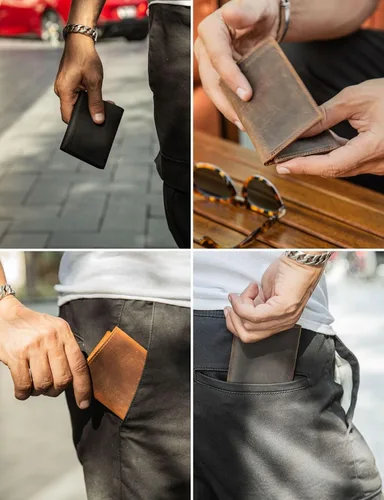 Miniatura 17 de Carteras de cuero genuino hechas a mano, tarjeteros minimalistas y fundas para pasaporte, regalo hecho a mano