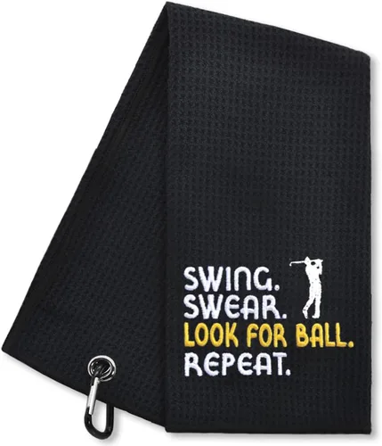 Miniatura 7 de Hafhue Swing Swear Look - Toalla de golf, para abuelo, papá, amante del golf, toallas de golf bordadas con clip, regalos de cumpleaños de Navidad