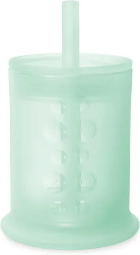 Miniatura 20 de Olababy Clear View - Taza de entrenamiento de silicona con tapa con pajilla, entrenador para sorber para niños de 12 meses en adelante, vasos Lila