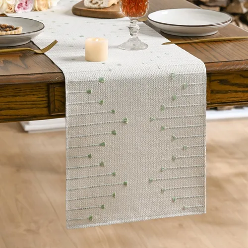 Miniatura 18 de Artoid Mode Camino de mesa tejido de algodón rústico verde militar, decoración de mesa de comedor para decoración de fiesta del hogar, 12 x 36